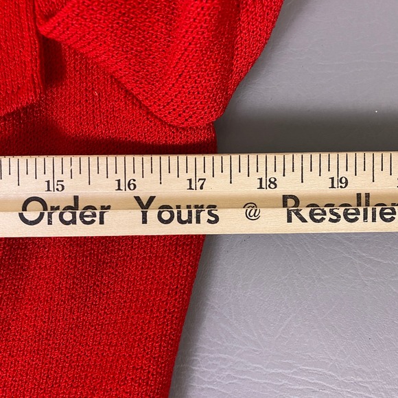 St John Collection Santana Knit Skirt Suit Set Women's Size 6 Red Gold Buttons * - Picture 10 of 16